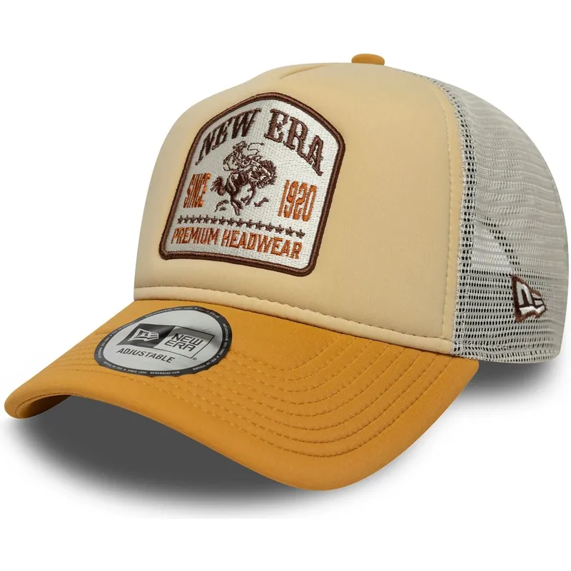 beige-trucker-cap-a-frame-graphic-patch-von-new-era
