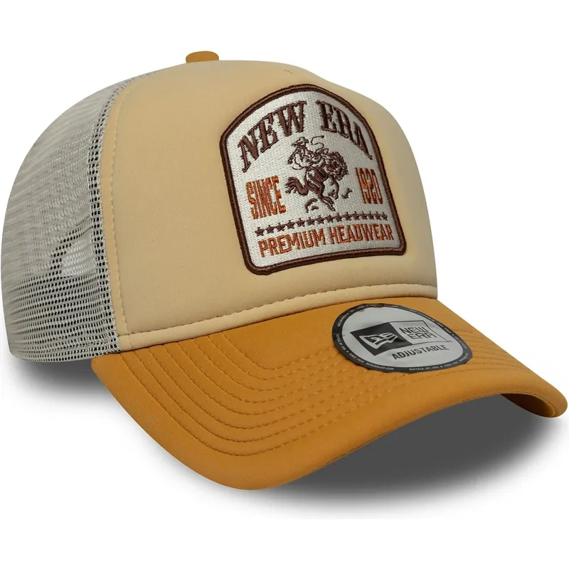 beige-trucker-cap-a-frame-graphic-patch-von-new-era
