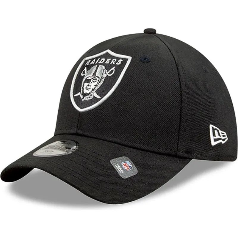 schwarze-gebogene-verstellbare-kinderkappe-9forty-the-league-der-las-vegas-raiders-nfl-von-new-era schwarze-gebogene-verstellbare-kinderkappe-9forty-the-league-der-las-vegas-raiders-nfl-von-new-era
