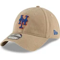 beige-verstellbare-curved-cap-9twenty-core-classic-der-new-york-mets-mlb-von-new-era