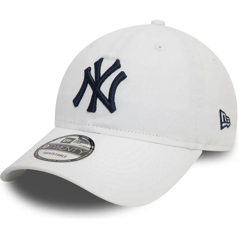 weisse-verstellbare-curved-cap-mit-blauem-logo-9twenty-core-classic-der-new-york-yankees-mlb-von-new-era