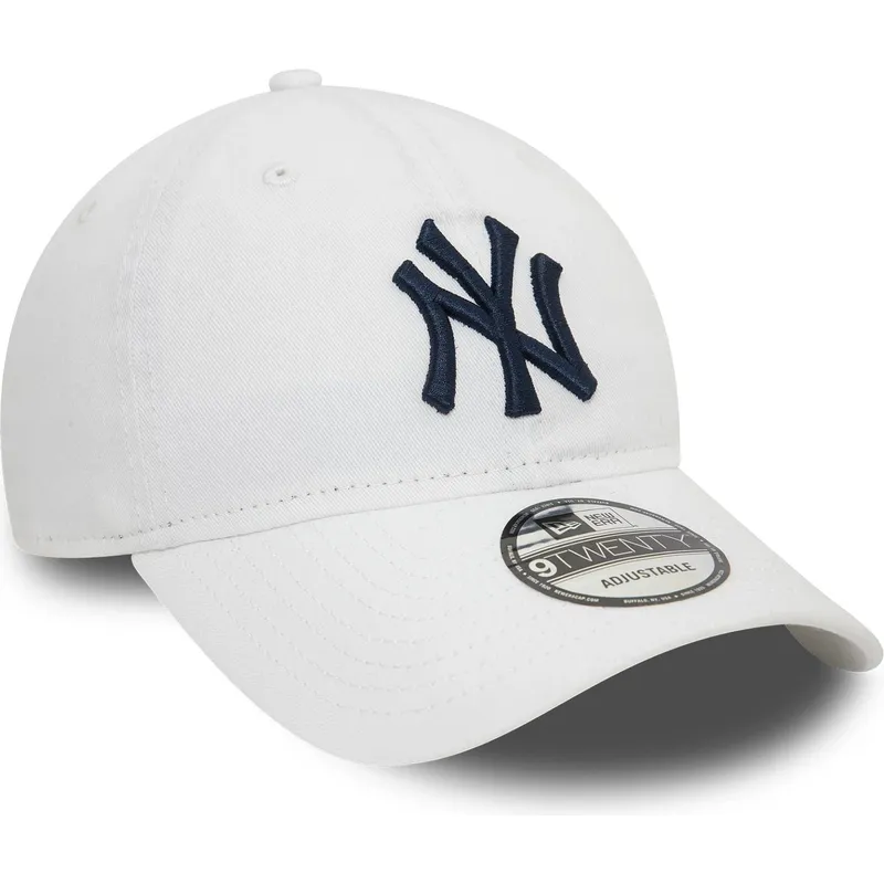 weisse-verstellbare-curved-cap-mit-blauem-logo-9twenty-core-classic-der-new-york-yankees-mlb-von-new-era