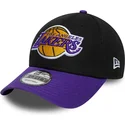 casquette-courbee-noire-et-violette-ajustable-9forty-side-patch-los-angeles-lakers-nba-new-era