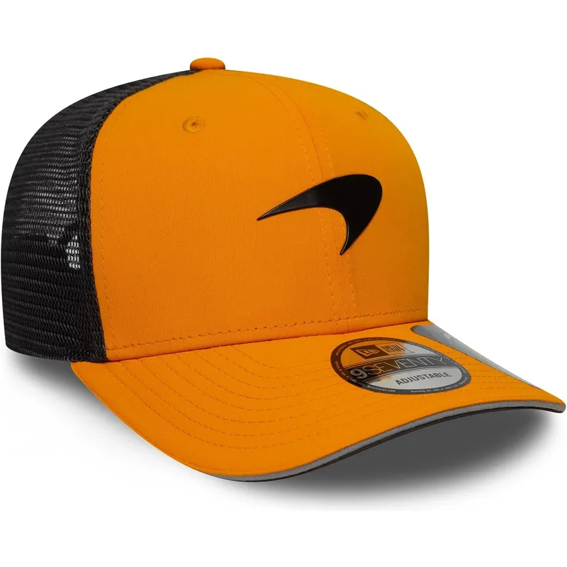 orangefarbene-und-schwarze-trucker-kappe-9seventy-stretch-snap-von-mclaren-racing-formula-1-von-new-era