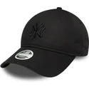 casquette-courbee-noire-ajustable-pour-femme-avec-logo-noir-9twenty-bow-back-new-york-yankees-mlb-new-era