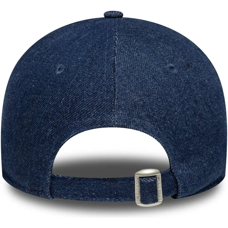 marineblaue-gebogene-verstellbare-damen-kappe-9twenty-denim-der-new-york-yankees-mlb-von-new-era
