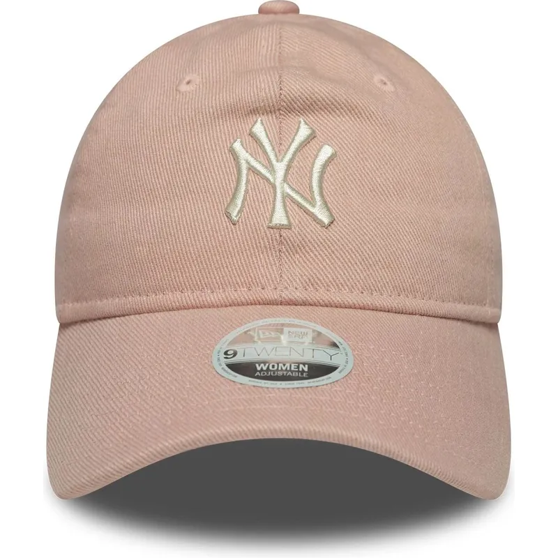 verstellbare-rosa-gebogene-kappe-fur-damen-9twenty-dye-denim-der-new-york-yankees-mlb-von-new-era