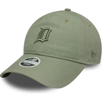 Casquette courbée verte ajustable pour femme avec logo vert 9TWENTY Linen Detroit Tigers MLB New Era