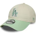 beige-und-grune-verstellbare-curved-cap-fur-damen-9twenty-world-series-cooperstown-der-los-angeles-dodgers-mlb-von-new-era