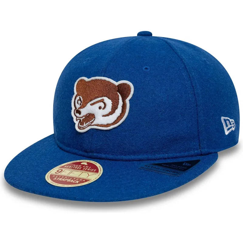 flache-blaue-verstellbare-9fifty-retro-crown-heritage-kappe-der-chicago-cubs-mlb-von-new-era