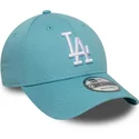 hellblaue-verstellbare-gebogene-kappe-9forty-league-essential-der-los-angeles-dodgers-mlb-von-new-era