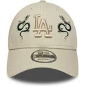 casquette-courbee-beige-ajustable-avec-logo-beige-9forty-icon-dragon-los-angeles-dodgers-mlb-new-era