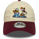 casquette-courbee-beige-et-grenat-ajustable-9twenty-garfield-et-odie-new-era
