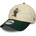 casquette-courbee-beige-et-verte-ajustable-9twenty-garfield-new-era