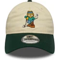 casquette-courbee-beige-et-verte-ajustable-9twenty-garfield-new-era