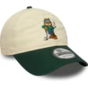casquette-courbee-beige-et-verte-ajustable-9twenty-garfield-new-era