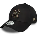 casquette-courbee-noire-ajustable-pour-femme-9forty-lionpard-infill-new-york-yankees-mlb-new-era