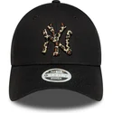 casquette-courbee-noire-ajustable-pour-femme-9forty-lionpard-infill-new-york-yankees-mlb-new-era