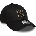 casquette-courbee-noire-ajustable-pour-femme-9forty-lionpard-infill-new-york-yankees-mlb-new-era