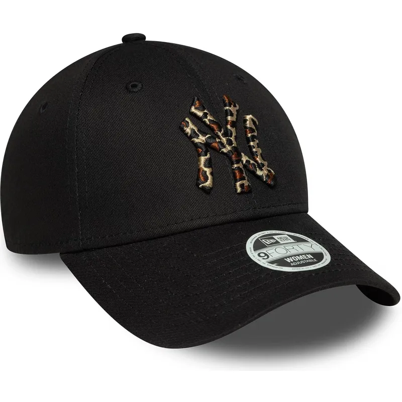 schwarze-verstellbare-gebogene-kappe-fur-damen-9forty-leopard-infill-der-new-york-yankees-mlb-von-new-era