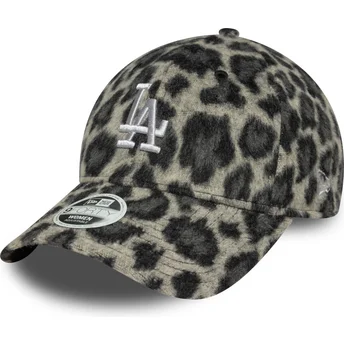 Casquette courbée noire ajustable pour femme 9FORTY Cosy Animal Los Angeles Dodgers MLB New Era