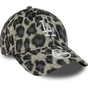casquette-courbee-noire-ajustable-pour-femme-9forty-cosy-animal-los-angeles-dodgers-mlb-new-era