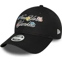 casquette-courbee-noire-ajustable-pour-femme-9forty-floral-script-new-york-yankees-mlb-new-era