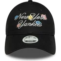 casquette-courbee-noire-ajustable-pour-femme-9forty-floral-script-new-york-yankees-mlb-new-era