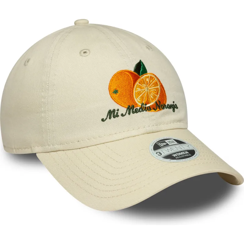 beige-verstellbare-curved-cap-fur-damen-9twenty-phrase-mi-media-naranja-von-new-era beige-verstellbare-curved-cap-fur-damen-9twenty-phrase-mi-media-naranja-von-new-era