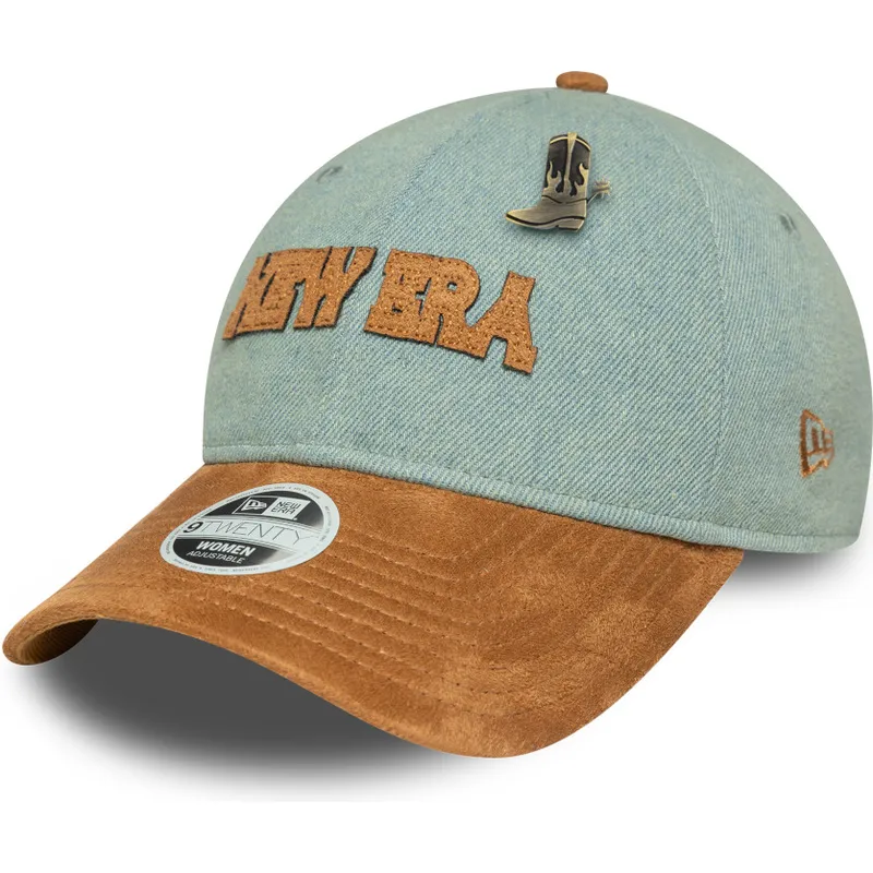 gebogene-blau-braune-verstellbare-damenkappe-9twenty-western-pin-von-new-era