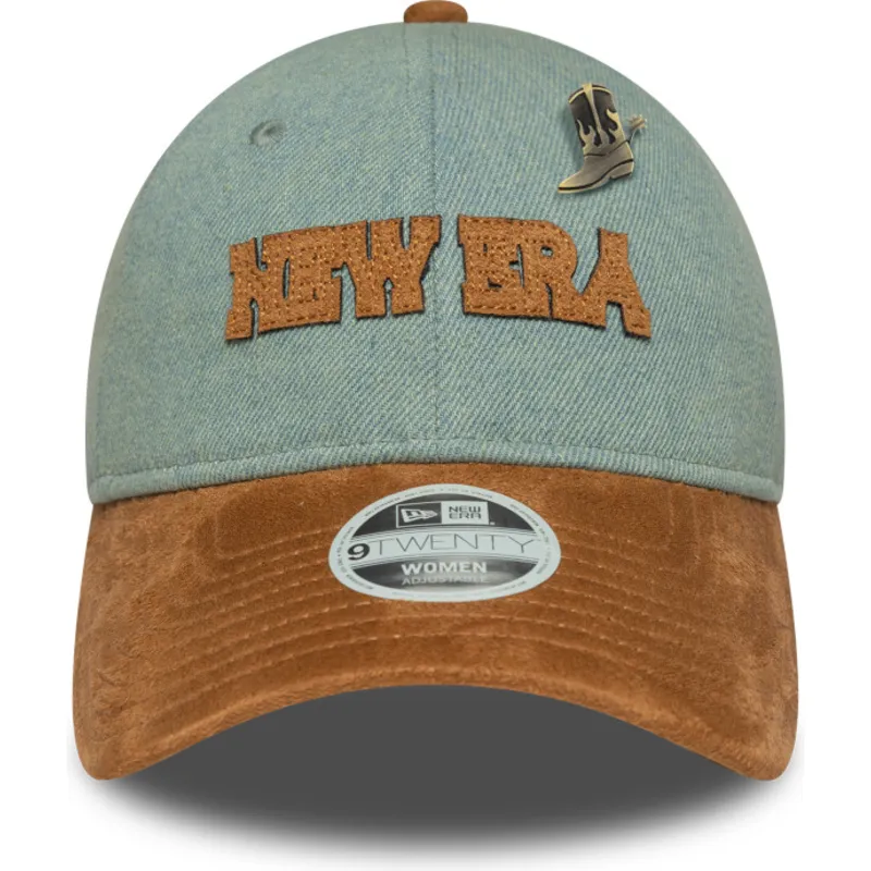 gebogene-blau-braune-verstellbare-damenkappe-9twenty-western-pin-von-new-era