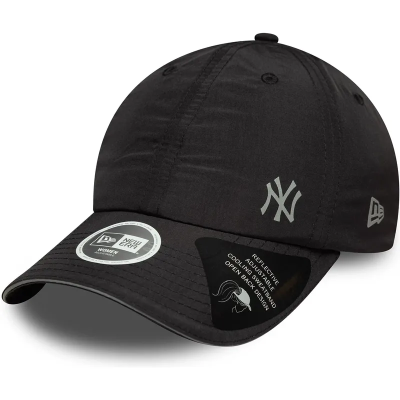 schwarze-gebogene-verstellbare-damenkappe-open-back-flawless-der-new-york-yankees-mlb-von-new-era schwarze-gebogene-verstellbare-damenkappe-open-back-flawless-der-new-york-yankees-mlb-von-new-era