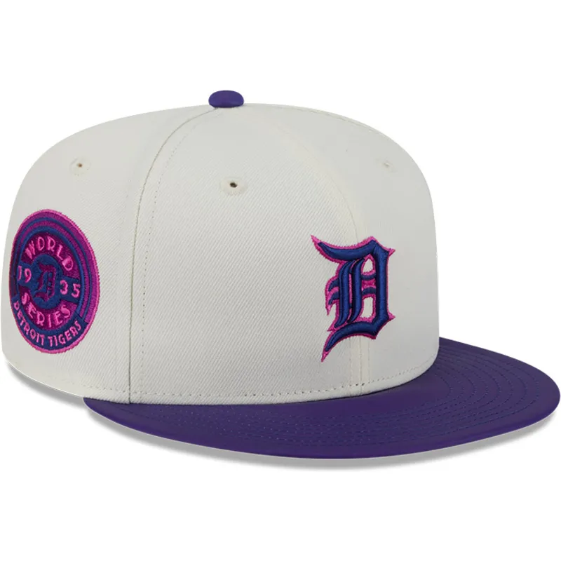 beige-und-violette-anliegende-flat-cap-59fifty-clr-dvlp-der-detroit-tigers-mlb-von-new-era