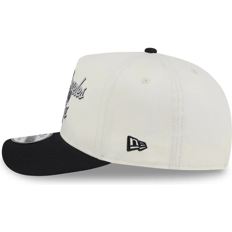 beige-und-schwarze-gebogene-snapback-kappe-9fifty-a-frame-chainstitch-der-los-angeles-kings-nhl-von-new-era