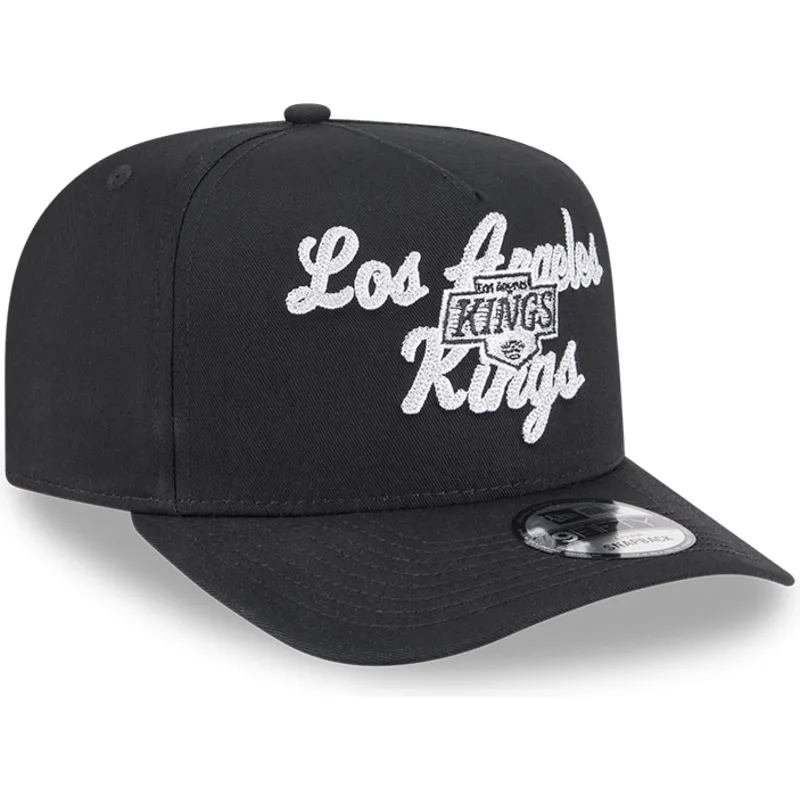 schwarze-gebogene-snapback-kappe-9fifty-a-frame-chainstitch-der-los-angeles-kings-nhl-von-new-era
