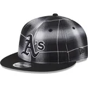 casquette-plate-noire-snapback-9fifty-retro-crown-plaid-oakland-athletics-mlb-new-era
