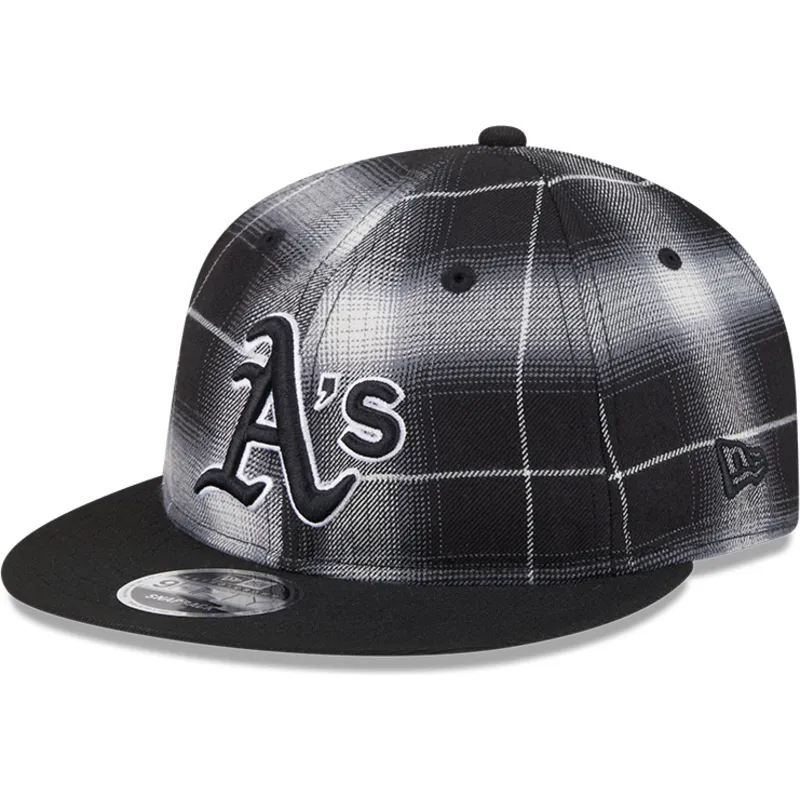 schwarze-flache-snapback-kappe-9fifty-retro-crown-plaid-der-oakland-athletics-mlb-von-new-era schwarze-flache-snapback-kappe-9fifty-retro-crown-plaid-der-oakland-athletics-mlb-von-new-era