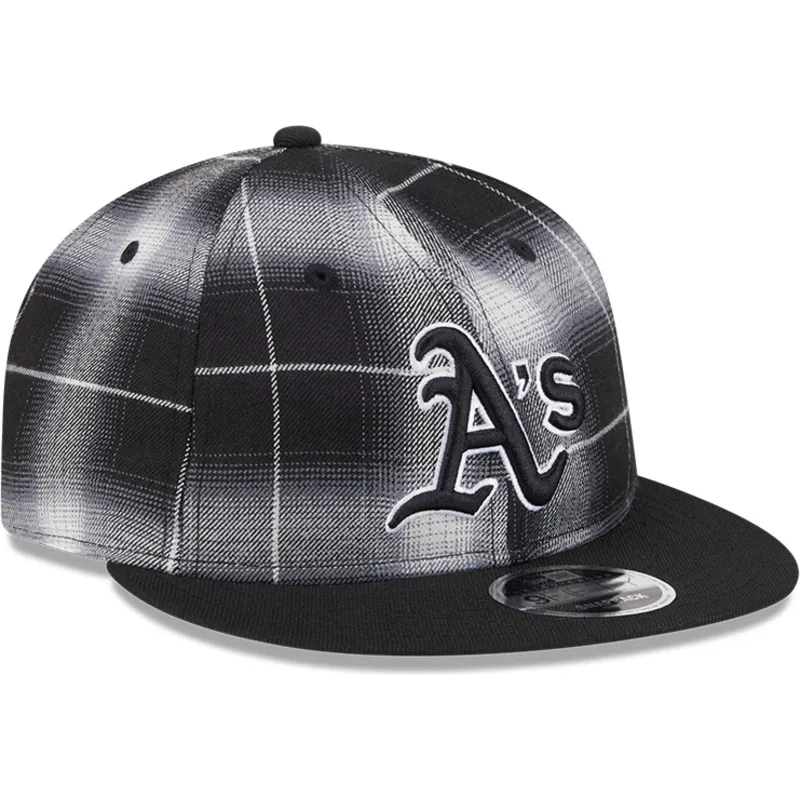 schwarze-flache-snapback-kappe-9fifty-retro-crown-plaid-der-oakland-athletics-mlb-von-new-era schwarze-flache-snapback-kappe-9fifty-retro-crown-plaid-der-oakland-athletics-mlb-von-new-era