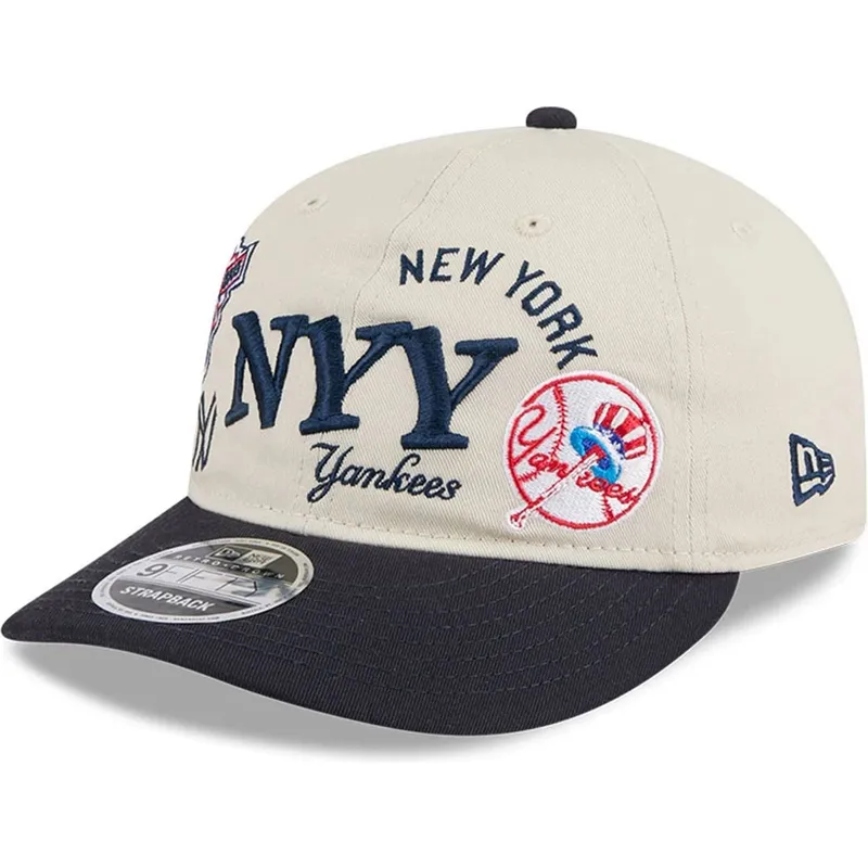 beige-und-marineblaue-gebogene-snapback-kappe-9fifty-retro-crown-scatter-der-new-york-yankees-mlb-von-new-era
