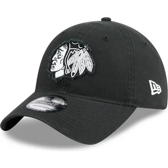Mützen gebogen schwarz verstellbares band 9TWENTY Stamp der Chicago Blackhawks NHL von New Era
