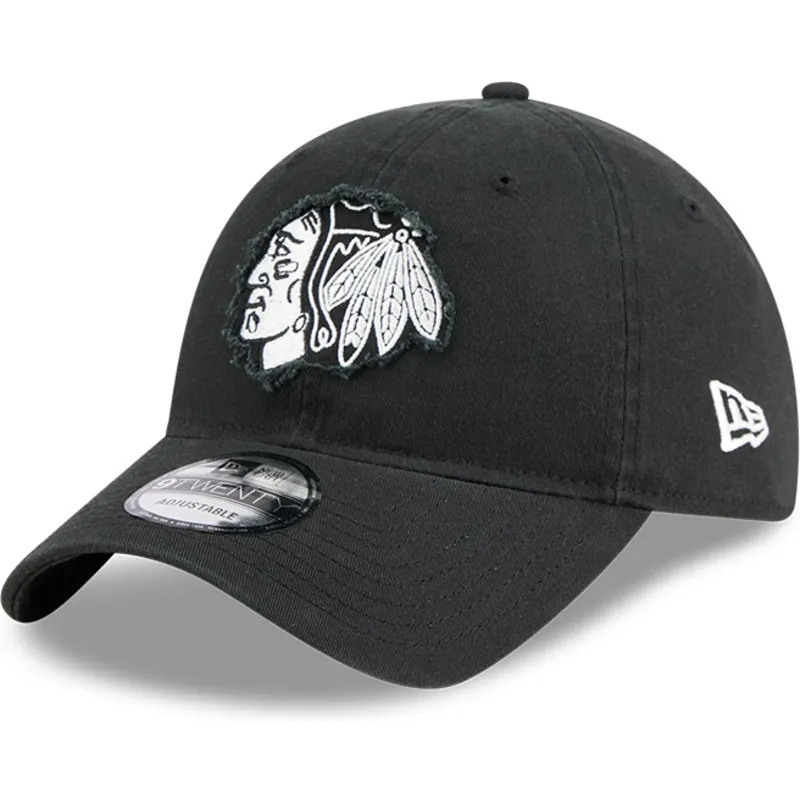 schwarze-verstellbare-gebogene-kappe-9twenty-stamp-der-chicago-blackhawks-nhl-von-new-era schwarze-verstellbare-gebogene-kappe-9twenty-stamp-der-chicago-blackhawks-nhl-von-new-era