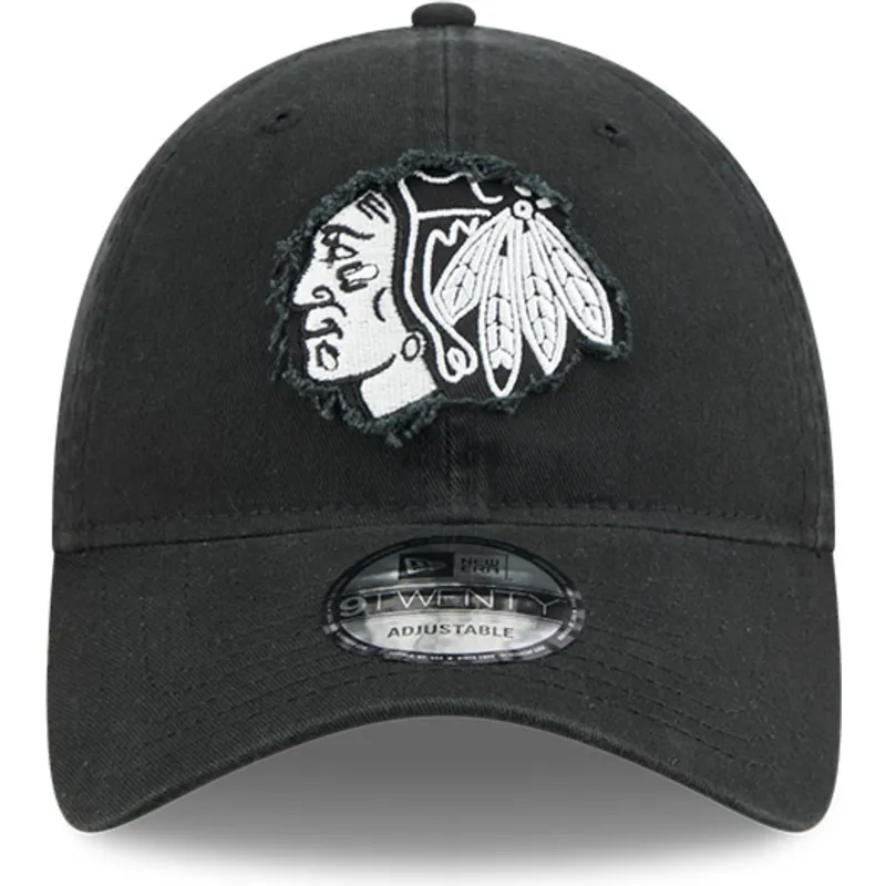 schwarze-verstellbare-gebogene-kappe-9twenty-stamp-der-chicago-blackhawks-nhl-von-new-era schwarze-verstellbare-gebogene-kappe-9twenty-stamp-der-chicago-blackhawks-nhl-von-new-era
