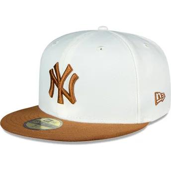 Casquette plate blanche et marron ajustée 59FIFTY Chrome...
