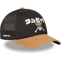 trucker-cap-schwarz-und-braun-straw-hat-pirates-op6-one-one-piece-von-capslab
