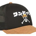 trucker-cap-schwarz-und-braun-straw-hat-pirates-op6-one-one-piece-von-capslab