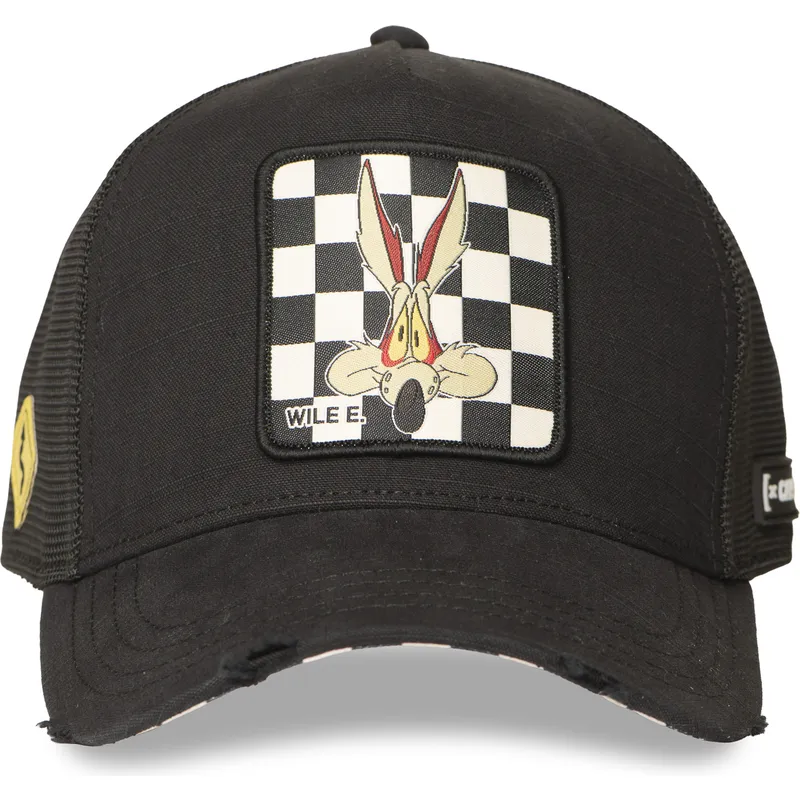 schwarze-trucker-kappe-coyote-loo12-wil-looney-tunes-von-capslab