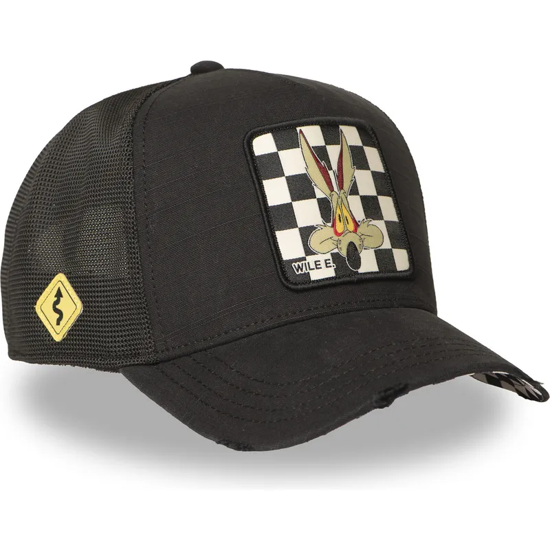 schwarze-trucker-kappe-coyote-loo12-wil-looney-tunes-von-capslab