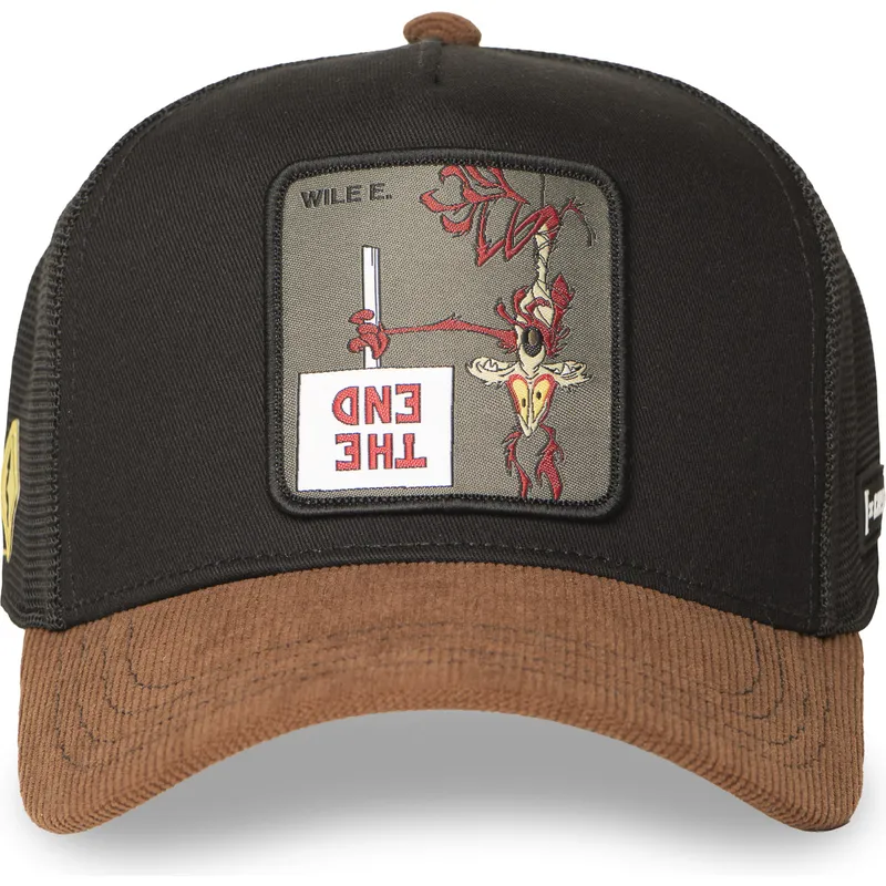 schwarze-und-braune-trucker-kappe-coyote-loo12-wi2-looney-tunes-von-capslab