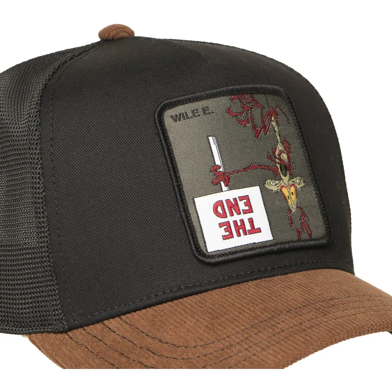 schwarze-und-braune-trucker-kappe-coyote-loo12-wi2-looney-tunes-von-capslab
