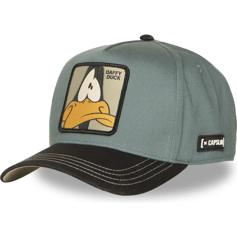 grune-und-schwarze-gebogene-snapback-kappe-daffy-duck-loo12-daf2-looney-tunes-von-capslab